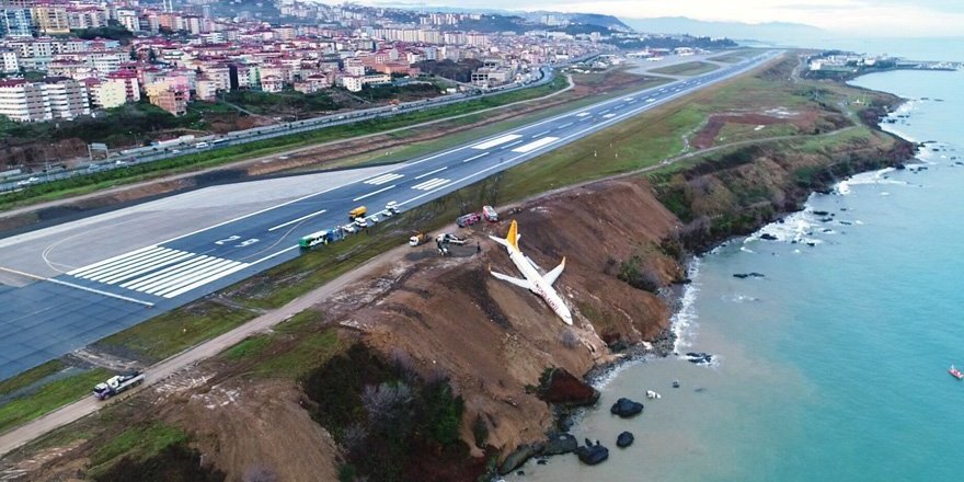 Trabzon’da uçak pistten çıktı!