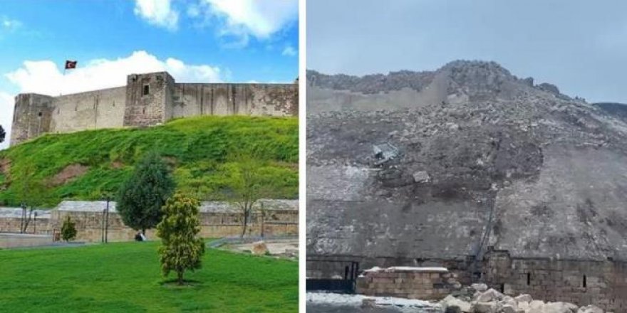 7.4'lük depremde tarihi Gaziantep Kalesi'nin büyük bir kısmı yıkıldı