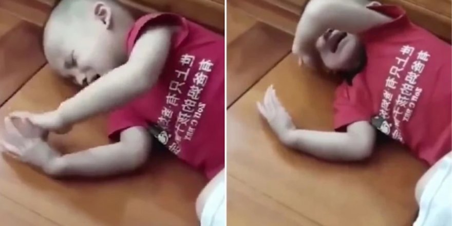 Uyku sırasında ağlayan çocuğun yaptığı hareketler endişe yarattı!